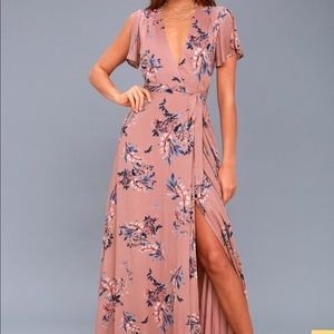 Fiorire Rusty Rose Floral Print Wrap Maxi Dress